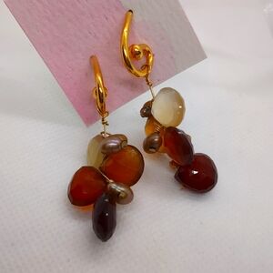 Smokey Topaz & Pearl Earrings